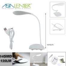 Withe Mini 3 Modes Flexible Desk Table LED Lamp Light with USB Charge Cable